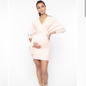 Pink pearl maternity dress